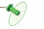 Modulo laser verde generando un fascio linea ciurcular